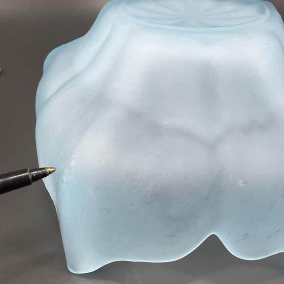 Viking Petal Lotus Spring Blossom Bowl Dish Blue Frost Satin Textured Vintage - Picture 4 of 14